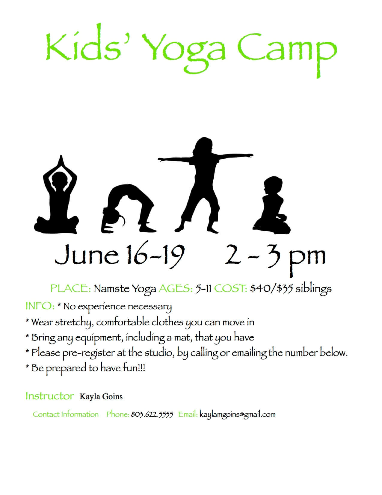Kids' yoga camp Flyer website - Yoga Studio | Yoga School | Namaste ...